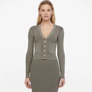 Anine Bing Women's Layla Ribbed Fitted V Neck Cardigan- Size XS